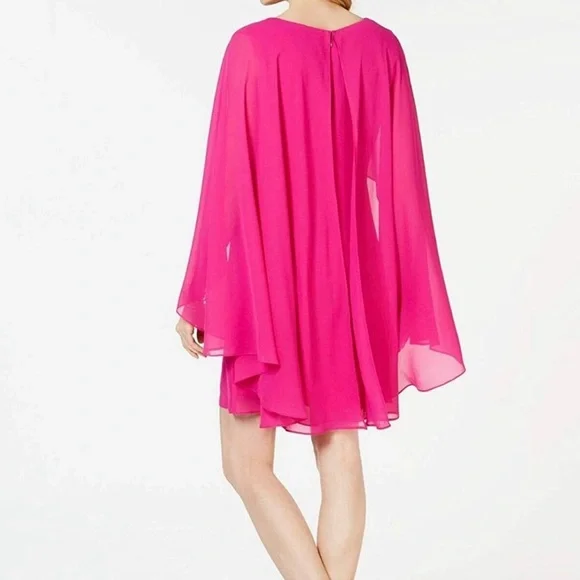 Vince Camuto Chiffon Flowy V-Neck
Cape Dress, Size 4, Hot Pink - Picture 1 of 6